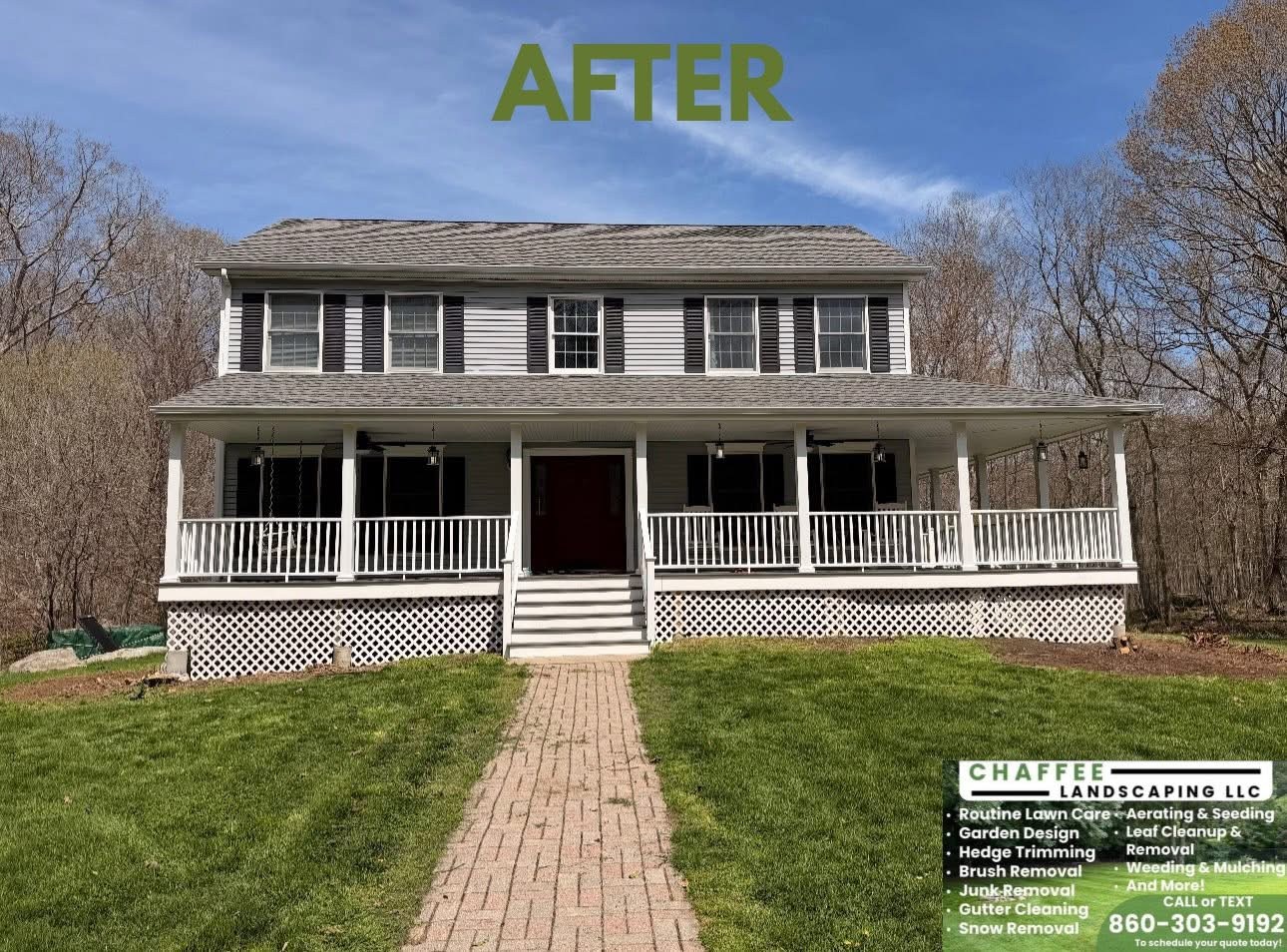 Completed front-yard cleanup by Chaffee Landscaping LLC